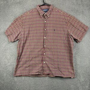 Ralph Lauren Greggor Mens XXL Plaid Short Sleeve Button Down Shirt Red Green